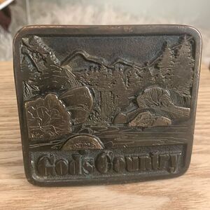 Vintage 1976 God's Country Adezy Cast Metal Belt Buckle